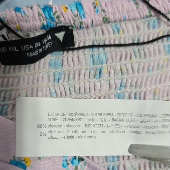 Zara Sz XXL Floral Cropped Babydoll Coquette Feminine NWOT Lined Puff Sleeve Top - Picture 12 of 14